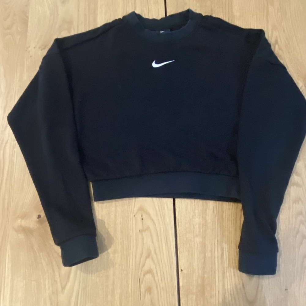 Nike Dri-fit sweatshirt Women's XS black cropped keyhole back french terry